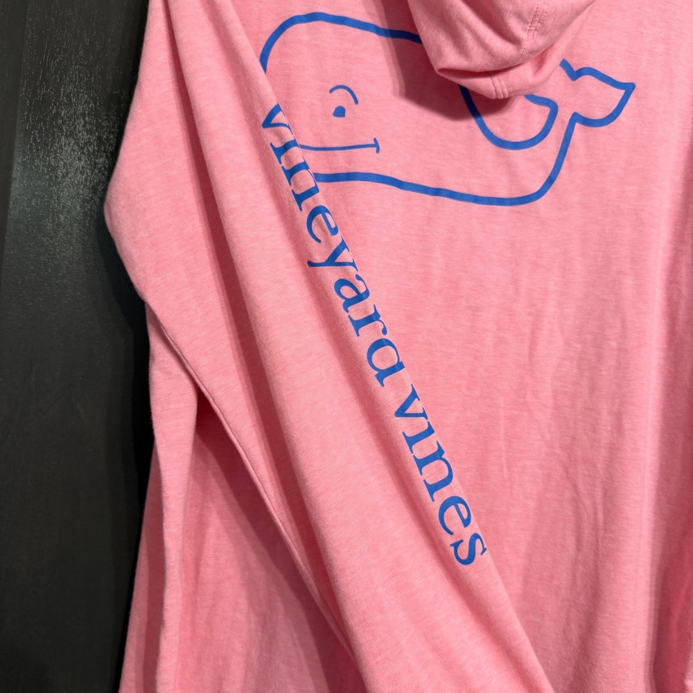 Vineyard Vines Womens Pink Long Sleeve Whale Logo Hoodie Tee Shirt Size L - Picture 6 of 6
